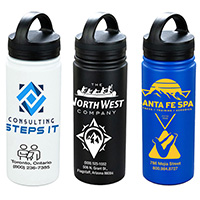 19 oz Powder Coated Double Wall Stainless Steel Tumbler With Carry Handle